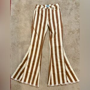 Show Me Your Mumu bells, light rust & cream colored stripes, size 28